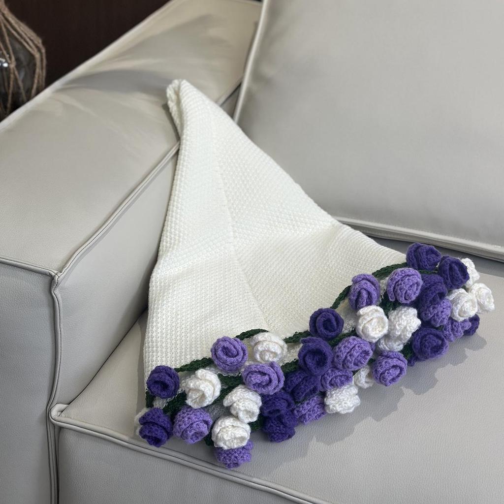 Rose Bouquet Hand-Knitted Crochet Flower Blanket - Perfect Gift for Girlfriend