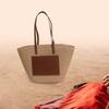 Woven Tote Bag Vacation Elegant Large Capacity Trendy Travel Beach Brown