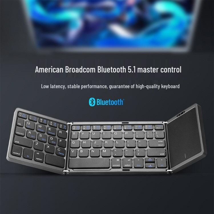B089T Three-Fold Wireless Bluetooth Keyboard with Touchpad for Phones, Tablets, and Computers.