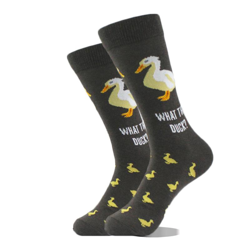 Cool Design Avocado Crew Socks Men Creative Eye Guitar Bus Pattern Sokken Duck Cat Fox Otter Animals Divertidos Chaussette Sox