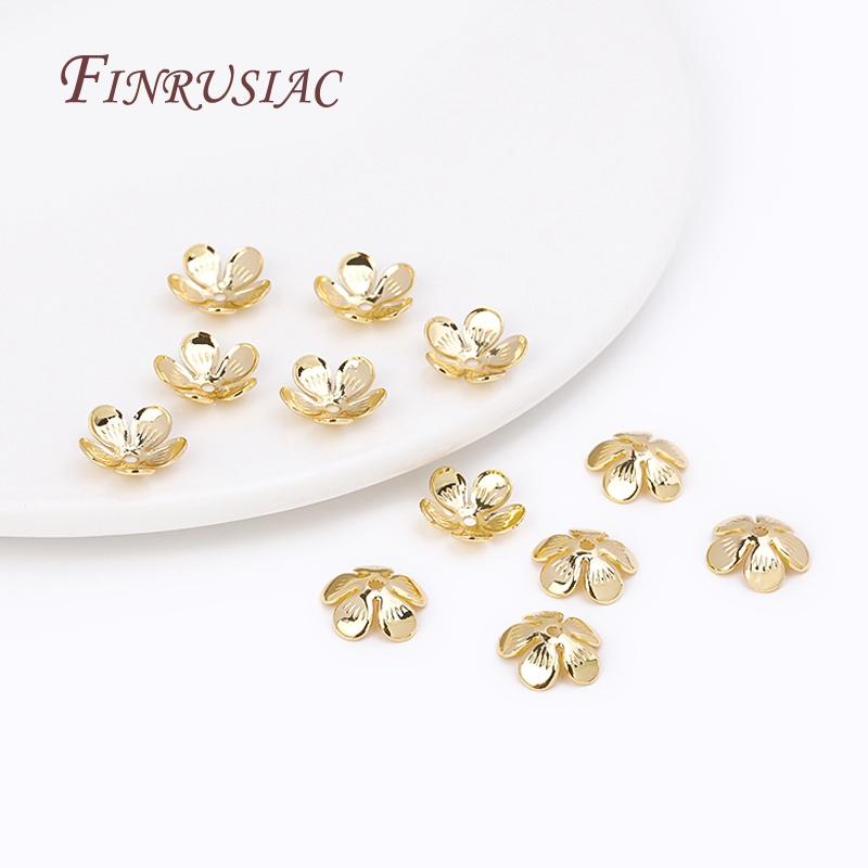18K Gold Plated 11mm Flower Caps For Beads Brass Metal Big Beads Caps For DIY Beading Jewelry Making Accessories