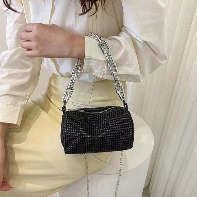 

Rhinestone bag with diamonds full of diamonds one-shoulder messenger handbag pillow bag 16*9*9cm чорний