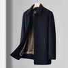 Men's Mid-Length Woolen Winter Coat with Plus Velvet for Middle-Aged and Elderly, Thickened Windbreaker Jacket.