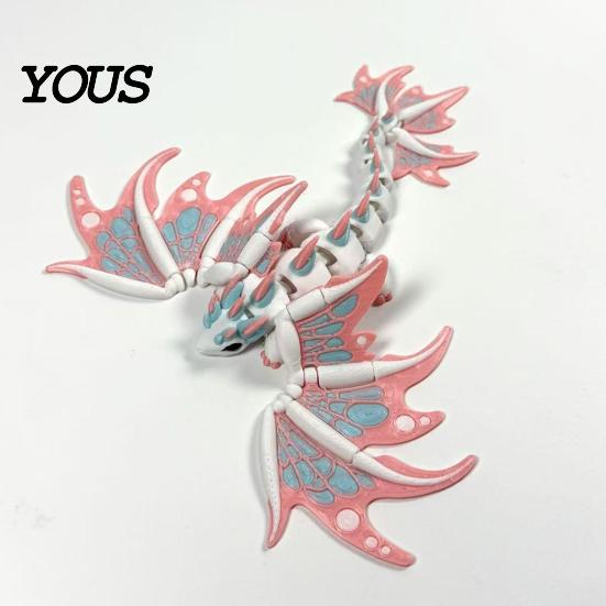 Smooth Texture Figurines 3D Printed Dragon Butterfly Figurine, Articulated Desk Decor, Cute Decorative Sculpture Shelf Ornament, Stress Relief