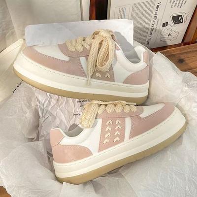 Wheat Pumps Female Autumn Rubber Muffin Soft Bottom Fashion Colorblock Lace Up Casual Sneaker Female Mixed Batch