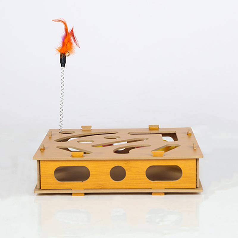Cat self-entertainment gadget, pet educational digging toy, game maze box, cat teaser stick, track bell ball