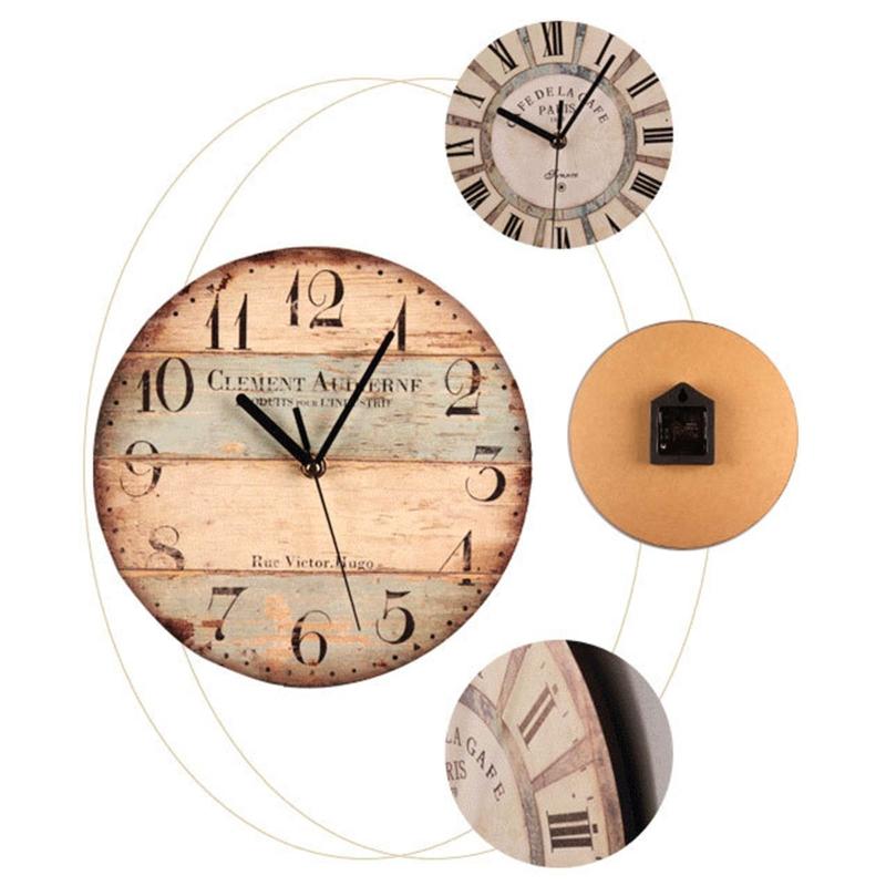 Wood Color Wall Clock Silent Non Ticking 9 Inch Battery Operated Round Easy To Read Clock for Home/Office/Kitchen
