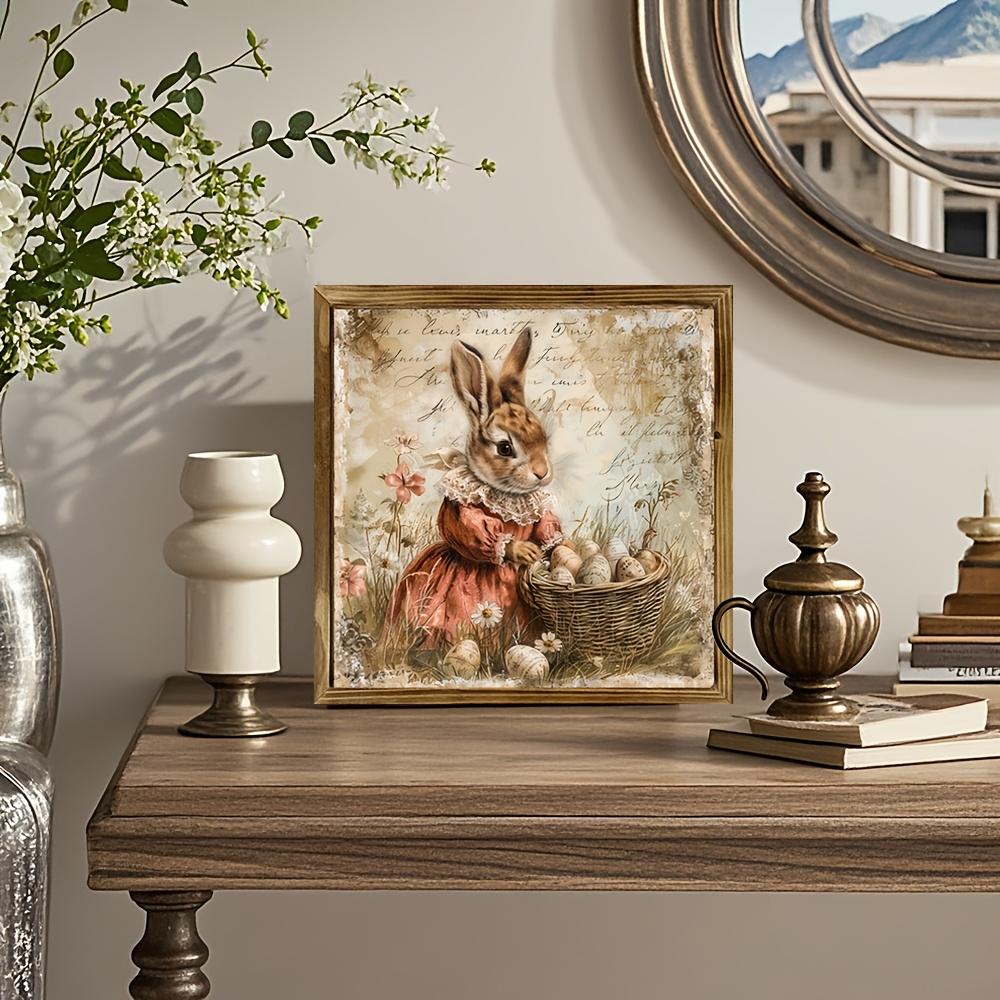 1 Art Deco Easter Bunny Egg Wooden Wall Carving-Christmas and Thanksgiving Holiday Home Decor, Inspired Wall Art for Living Room