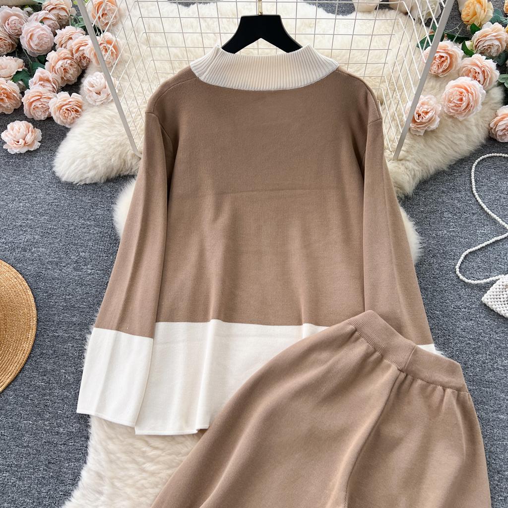 Lot De 2 Ensembles Pull Et Panton Jambes Larges Pour Femme - Automne Hiver, Taille Régulière