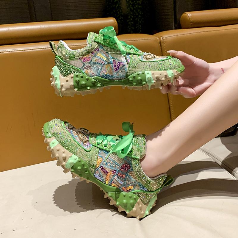 Scarpe da Donna in Rete con Trapano Completo Antiscivolo Leggere Traspiranti Sportive Casual Resistenti all'Usura Aspetto Elevato Luminose