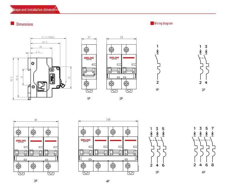 DELIXI DZ47-125 100A/125A Type D Miniature Circuit Breaker for High Current