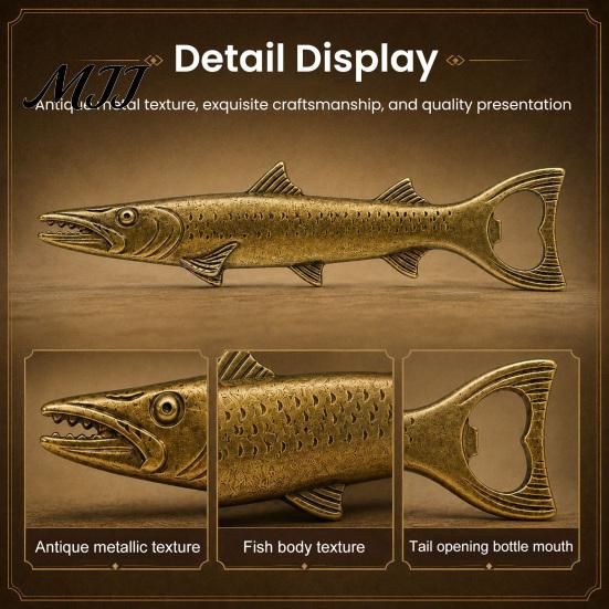 Cadeaux Haut de Gamme pour Amateurs de Vin Décapsuleur Poisson Rustique, Décapsuleur Créatif avec Échelle Détaillée Conception en Métal Robuste, Outil de Bar Rétro en Alliage pour
