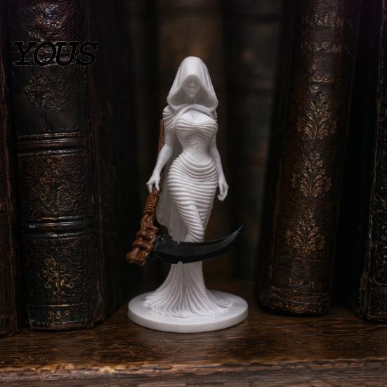 Statua di Falciatore della Morte Gotico Stampata in 3D Donna con Cappuccio, Statuetta, Scultura Decorazione di Halloween Decorazione per Feste per Casa Ufficio Scrivania