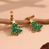 18K Gold Plated Christmas Tree Drip Oil Earrings - Cute Cartoon Design, European & American Fashion.