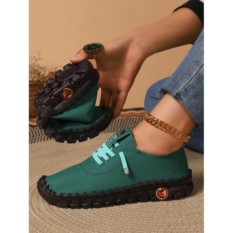 Spot handmade side seam thread large size beef tendon shoes shallow mouth outer wear single shoes 2025 new Roman style soft sole women's shoes