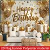 2D Shiny Gold Themed Birthday Photo Booth Background Cloth
