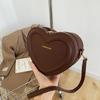 Solid Color Pu Leather Shoulder Bags Heart Shape Crossbody Bags For Women Fashion Compact Handbags And Purse Premium