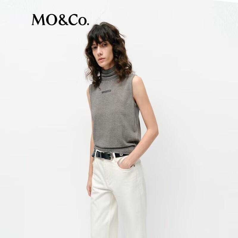 MO&Co. Acetate Blend High-Neck Sleeveless Knit Top