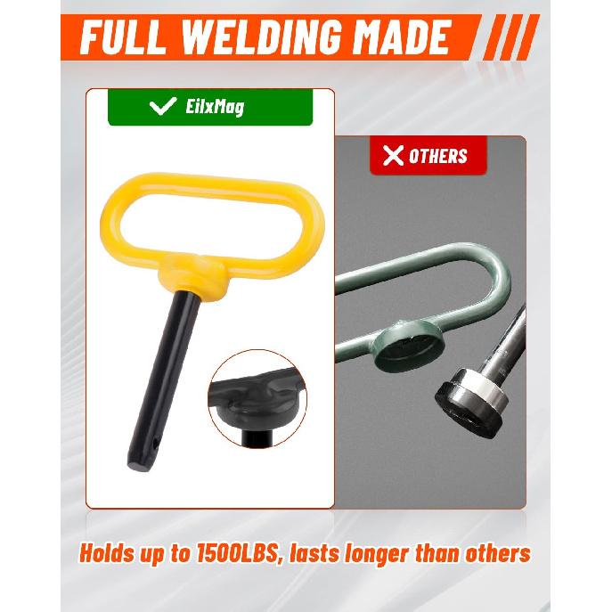 2Pack Hitch Pin, 1/2 X 3 Inch Trailer Hitch Pin With Clip And Rubber-Coated Handle, Strong Heavy Duty Lawn Mower Hitch Pin For Mowers, Tractor Truck,