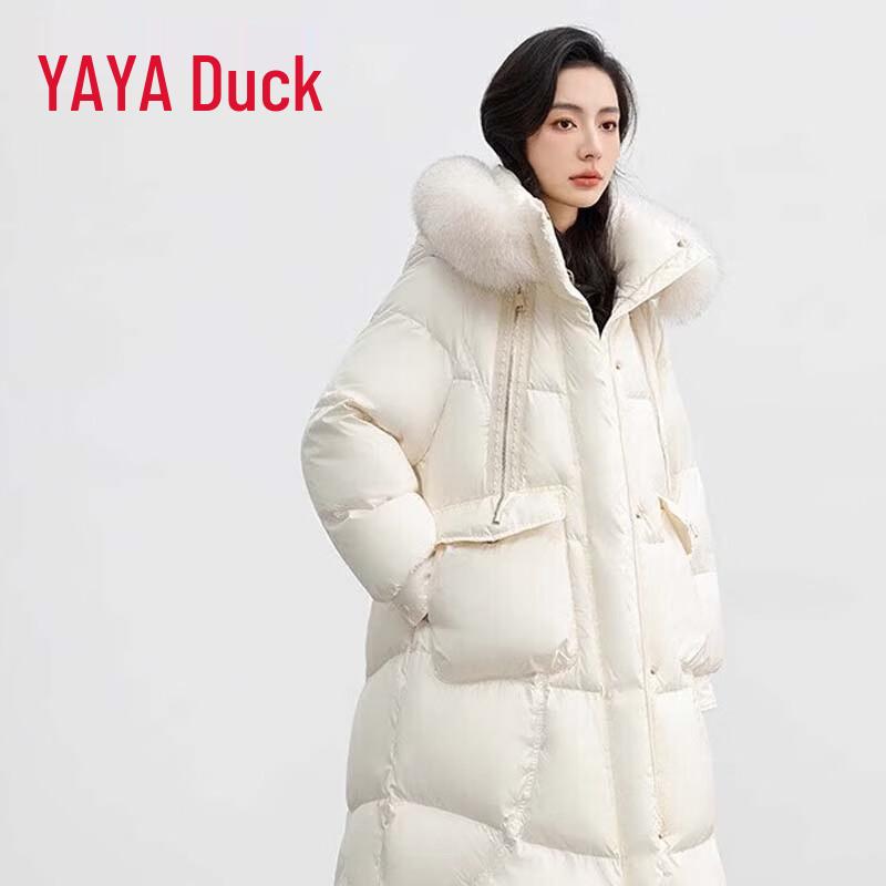 YAYA Women's Winter Faux Fur Hooded Down Jacket