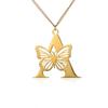 Dainty Big Butterfly Letters Necklaces For Women Girl Jewelry Stainless Steel Chain Initial Pendant Necklace Best Accessories