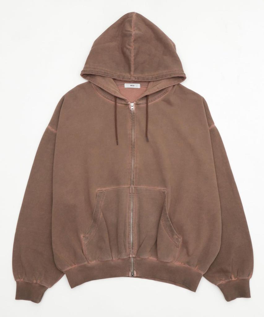 WEGO Balloon Big Double Zip Loose Solid Casual Size Brown Men's Hoodie, Fit, Color, Fall/Winter Streetwear, Gift, L,