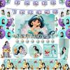 Kit de Decoración para Fiesta de Cumpleaños de Niñas de Aladdin y Jasmine Vajilla Desechable Platos Vasos Servilletas Mantel Globos Recuerdos de Fiesta