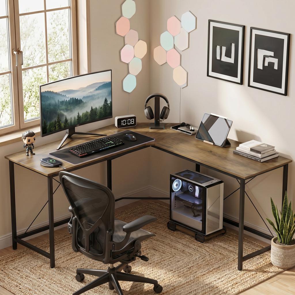 Corner L-Shape Computer Desk PC Workstation Writing Gaming Table Home Office