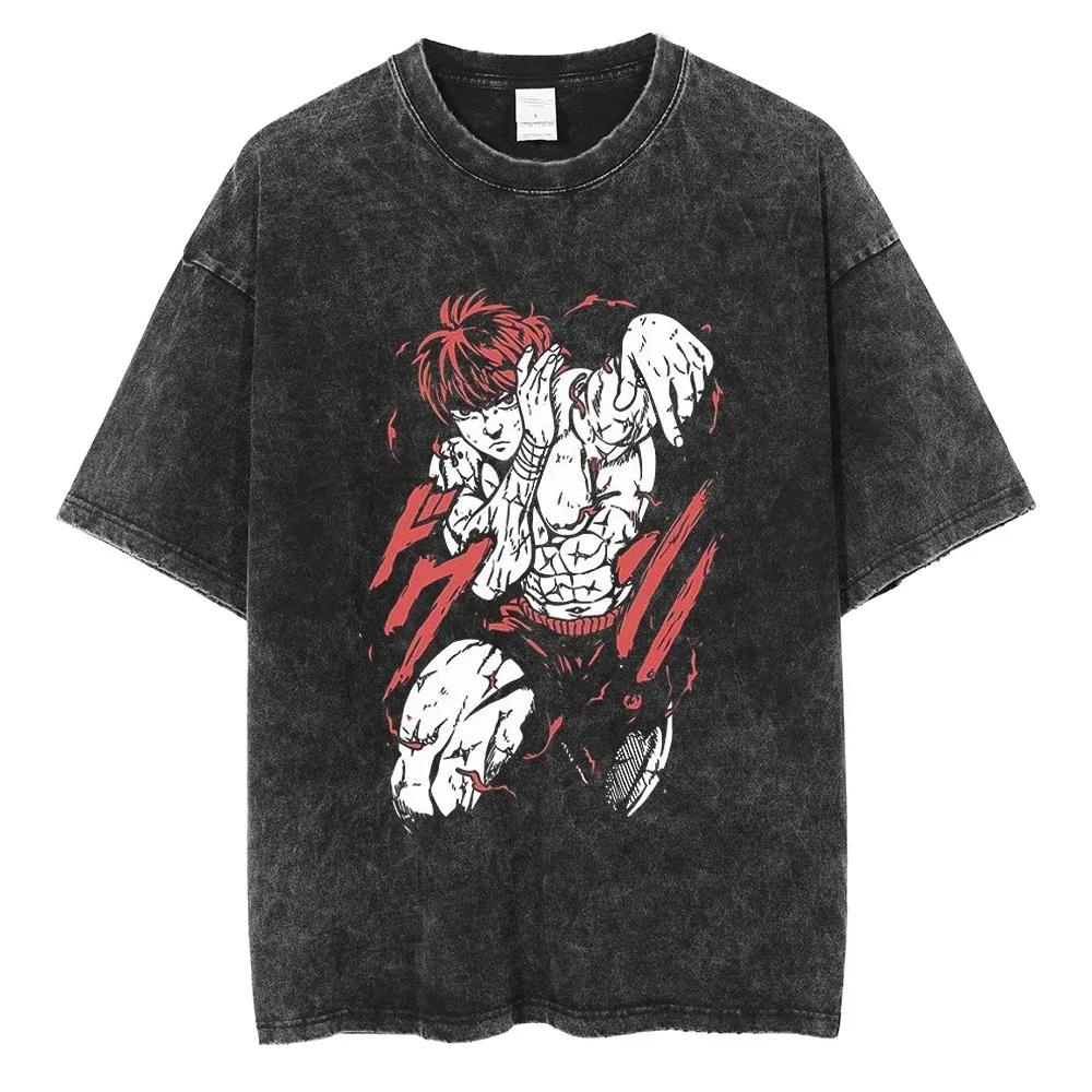 

Yk Anime Baki Haman Washed New Arrival Mens Clothes Tee Shirt Homme Graphic TShirts Men Tshirt for Men Ropa Hombre S