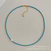 s9Authentic, Ultra-fine, Natural Freshwater Pearl and Turquoise Stone Beaded Necklace, a Delicate and Luxurious Clavicle Chain for Women