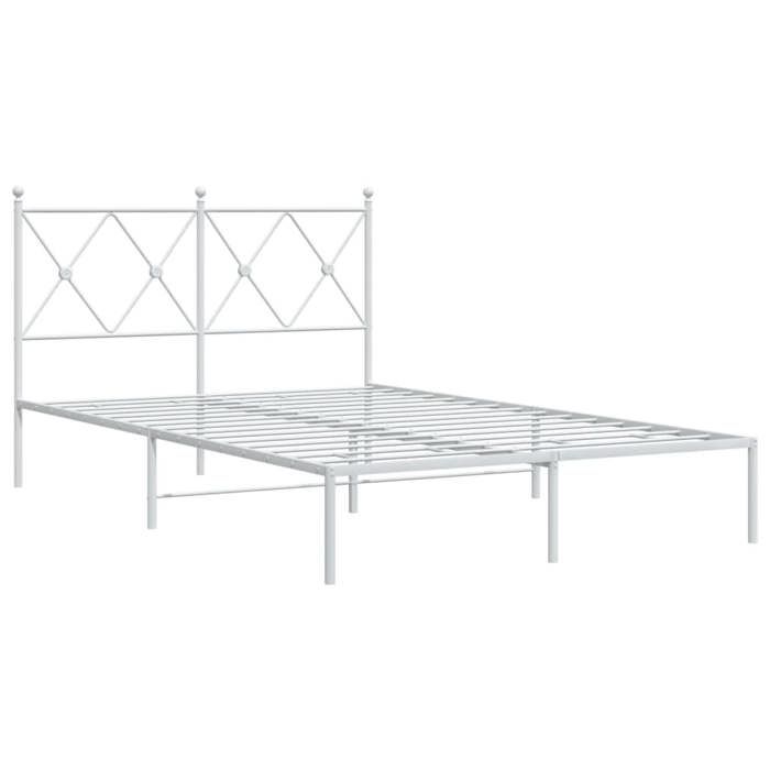VidaXL Cadre de lit métal sans matelas et tête de lit blanc 120x200 cm 376549
