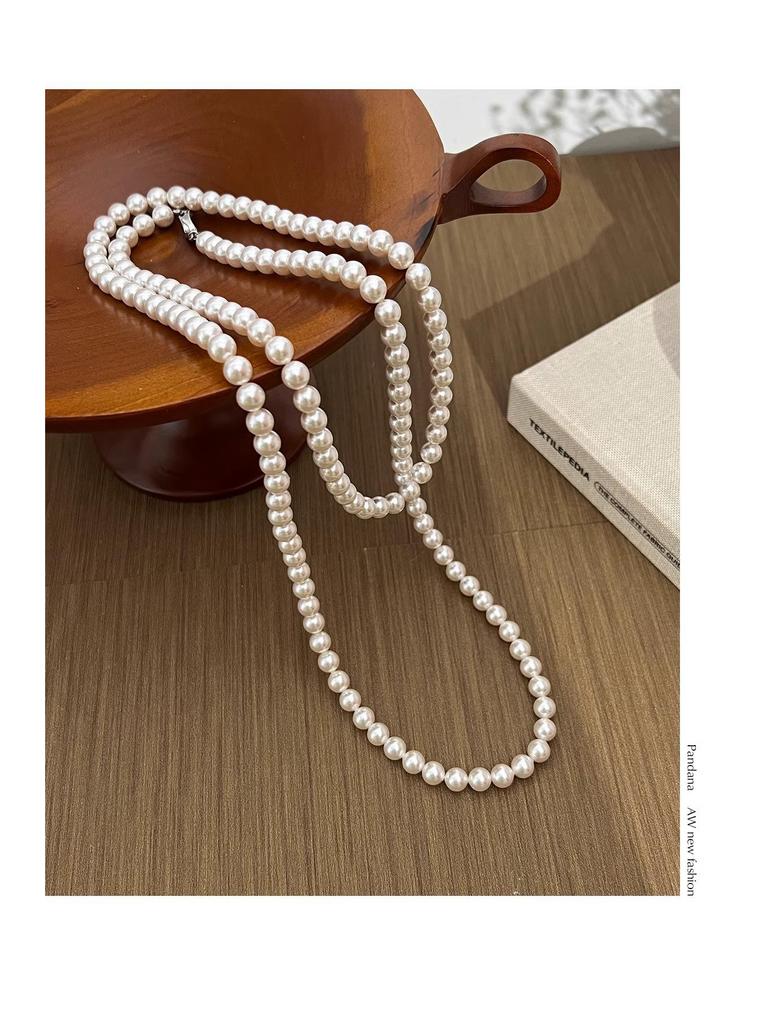 Elegant Multi-Way Glass Pearl Necklace with Clasp - Influencer Style