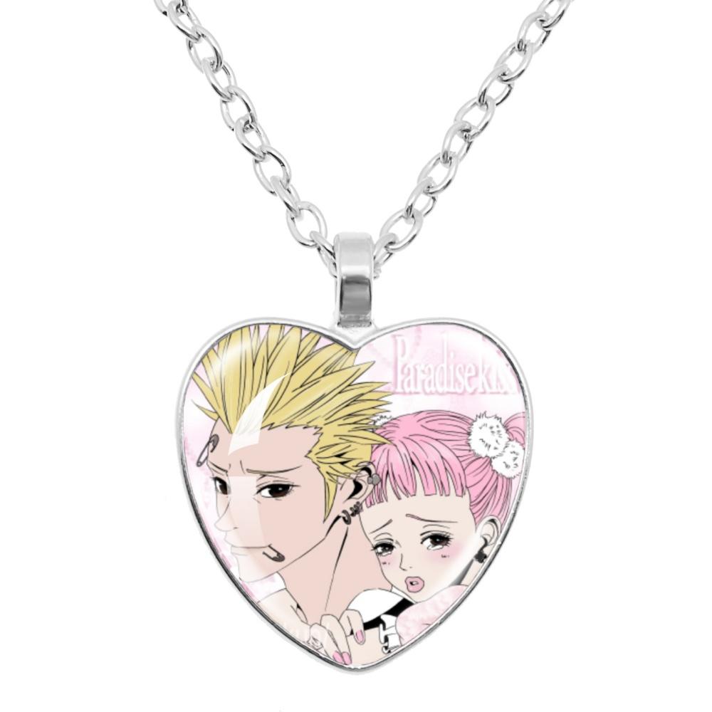 Paradise Kiss Anime Necklace Yukari Hayasaka Miwako Sakurada Glass Heart Shape Pendant Necklace Charm Jewelry Friend Gift