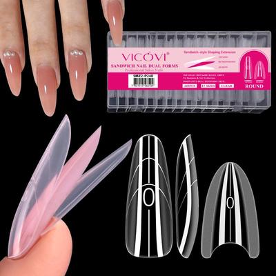 Sandwich-Nägel Dual Forms Lange Sarg-Nagelformen 240 Stück Schnelle Nagelverlängerungen Wiederverwendbare Spitzen für Professionelles Nagelstudio DIY-Kunst