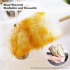 Lambswool Dusters For Cleaning With Solid Wooden Handle, Leather Hanging Strap, 15 Inch Natural Wool Duster