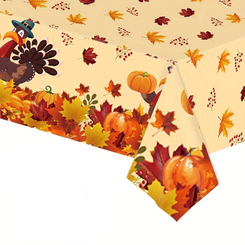 Herfst Thanksgiving Rechthoekige Tafelkleden Hallo Herfst Pompoen Esdoornblad Patroon Tafelkleden Herbruikbaar Feest Eettafel Decor 140x140cm