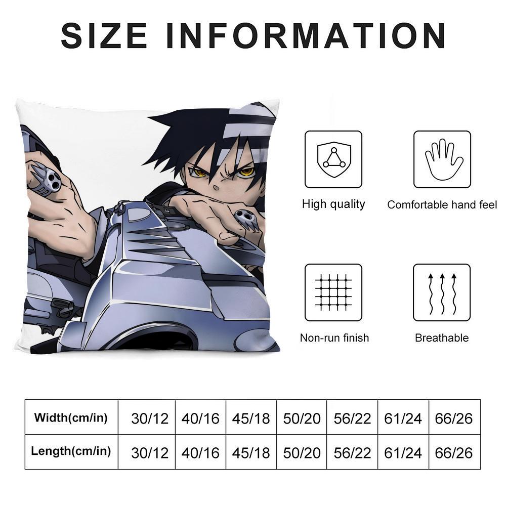 Hot Anime S-Soul EaterS Pillow Case Anti-dustmite Pillow Invisible zipper silky short plush Sofa cushion cover