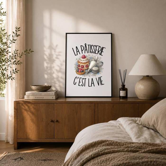 Poster La pâtisserie c'est la vie | Affiche Papier Photo 310 g Finition Perlée Format Taille A2 | Décoration Murale Salon Chambre