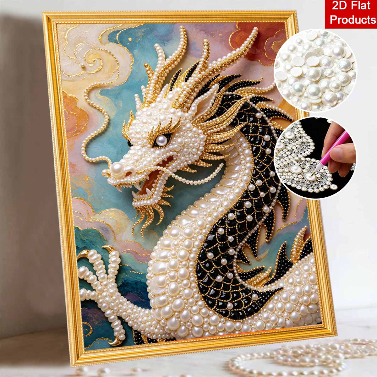 5D Pearl Painting Handmade DIY Elegant Dragon Home Office Desktop Decoration Painting 30x40