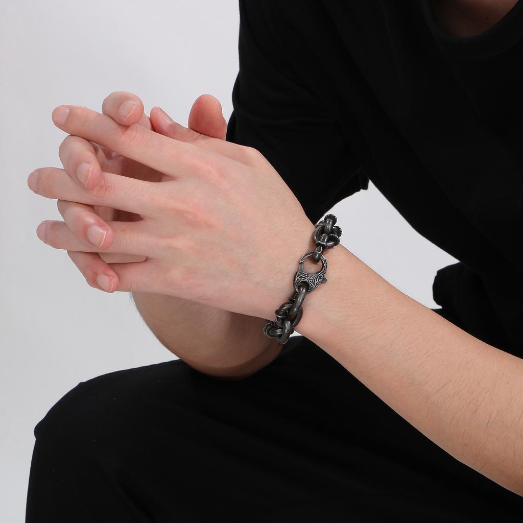 Domineering Stainless Steel Link Bracelet Men Multi-layer Cuff Bangle Punk Style Jewelry Accessory Man Bracelet Gift