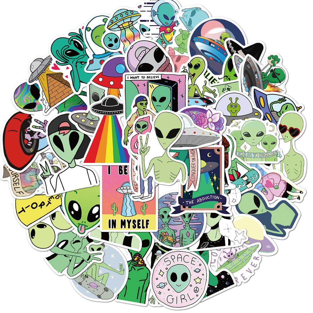 50 Aliens Aliens Graffiti Stickers Luggage Trolley Scooter Laptop Waterproof Stickers