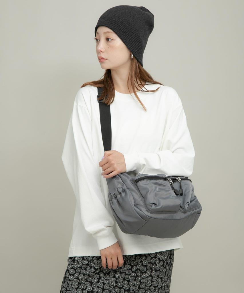 Sunny Label Women's Grosgrain 2-Pocket Shoulder Bag, LAA6-2AJ002, Gray