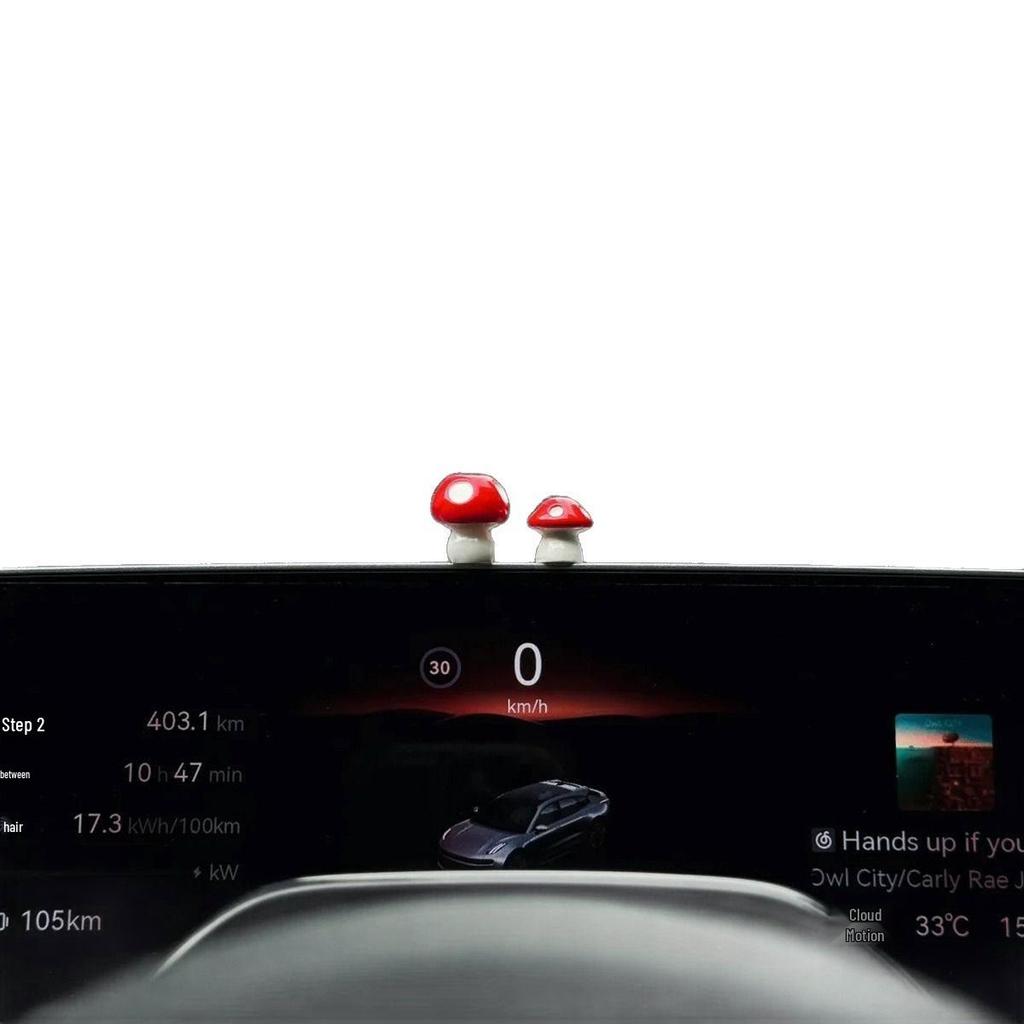 Inspiration Mushroom Car Console Screen Ornaments - High-End Interior Accessories