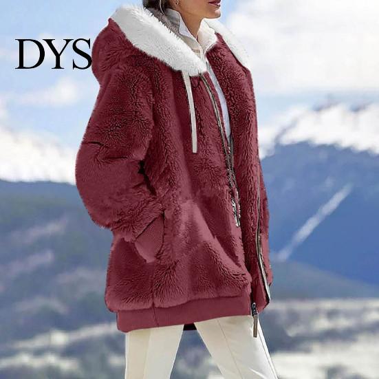 Women Winter Coat Solid Color Warm Furry Outdoor Plush Plus Size Lady Clothes Cardigan