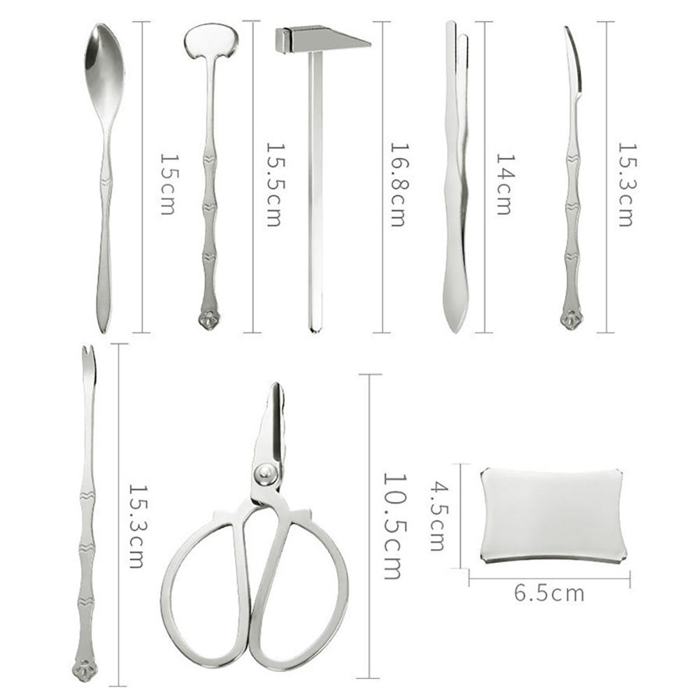8pcs Eating Crab Tools Stainless Steel Household Lobster Crab Cracker Kit Seafood Tools Set Kitchen Gadgets