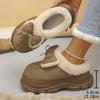 Fashion Bowknot Decor Platform Slippers Women Comfortable Non Slip Warm Fluffy Slippers Woman Thick Sole Fleece Lining Home Slides Shoes