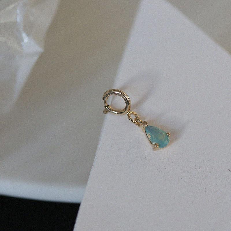 Exquisite Mint Blue Water Drop Opal Pendant Necklace, S925 Sterling Silver with 18K Gold Plating 18K Gold (Pendant Only)