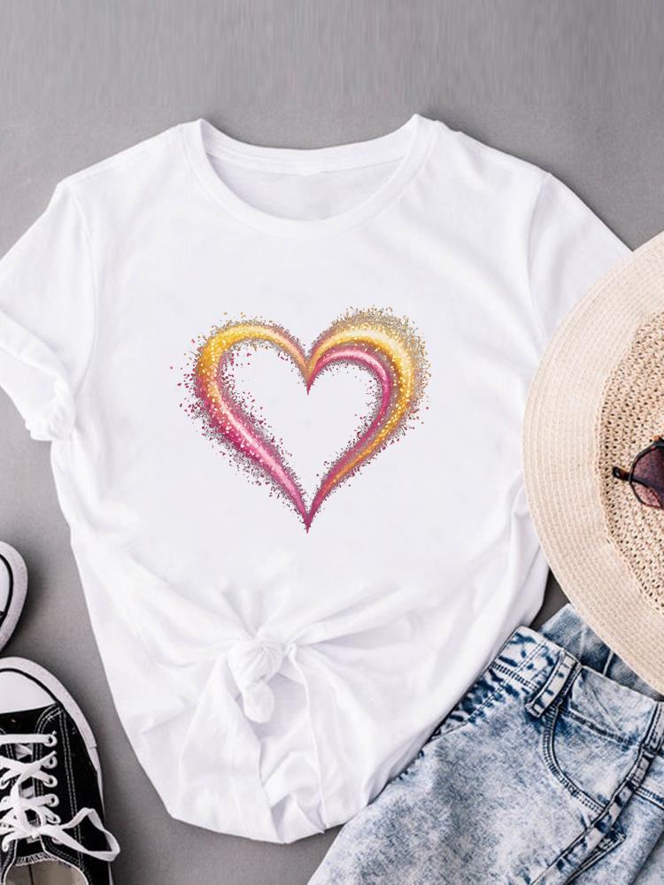 (Asian Size) Sweet Lovely Cute 90s Print Short Sleeve T-shirts Fashion O-neck Female Casual Women's Top T Clothing  Graphic Tee