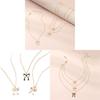 Feminine Alloy Butterfly Bow Necklace With Geometric Pendant For Women Fashion Jewelry