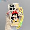 KEYSION Cartoon Cute Plush Embroidery Case for HONOR 200 Smart 5G with Lanyard Shockproof Phone Back Cover for Huawei Honor X7c